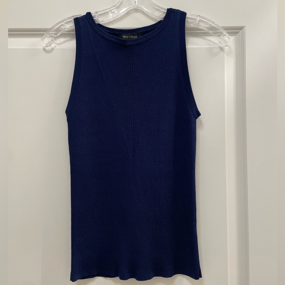 White House Black Market Dark Blue Sweater Tank Top